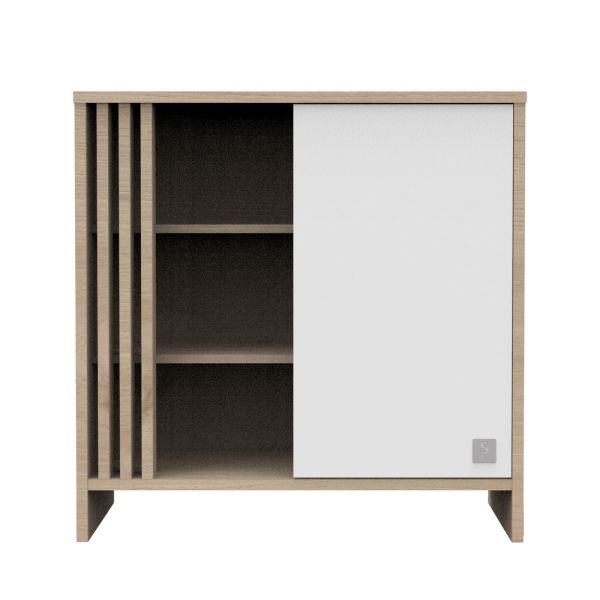 Commode porte et niches Blanche Tokyo avec plan à langer amovible