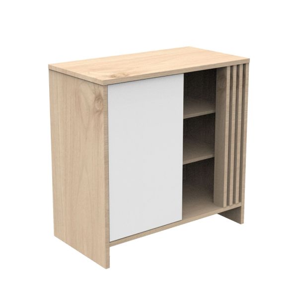 Commode porte et niches Blanche Tokyo avec plan à langer amovible