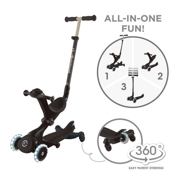 Trottinette évolutive Go Up Deluxe Lights Eco 360 + Casque enfant Rider XXS/XS Noir