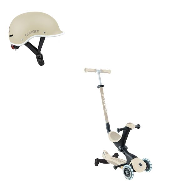 Trottinette évolutive Go Up Deluxe Lights Eco 360 + Casque enfant Rider XXS/XS Sable