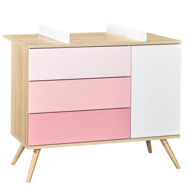 Commode 1 porte 3 tiroirs Seventies Rose