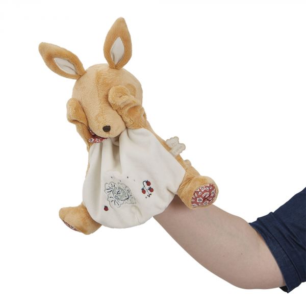 Doudou marionnette Petit lapin marron 24 cm