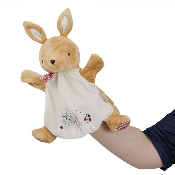 Doudou marionnette Petit lapin marron 24 cm