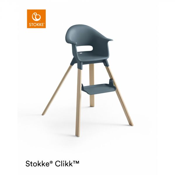 Pack chaise haute Clikk Fjord Blue + coussin Grey Sprinkles