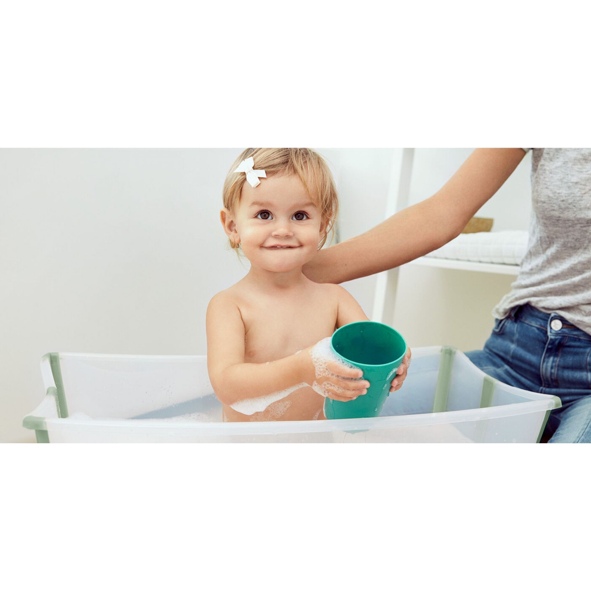 Flexi bath baignoire avec son support - transparent-vert