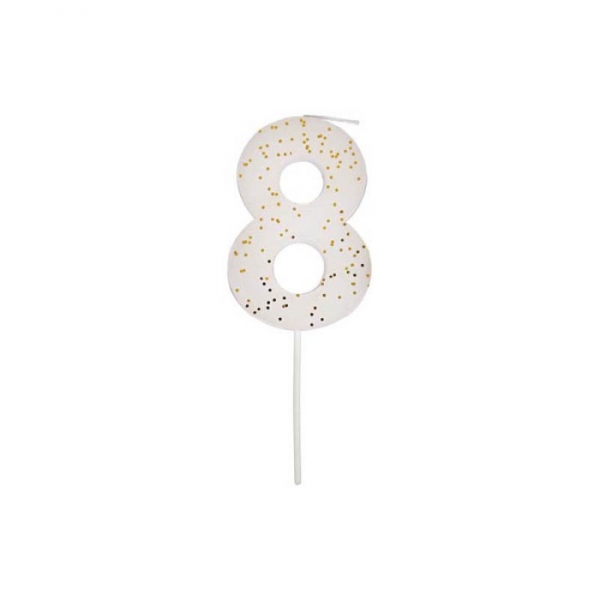 Bougie d'anniversaire chiffre 8 Blanc