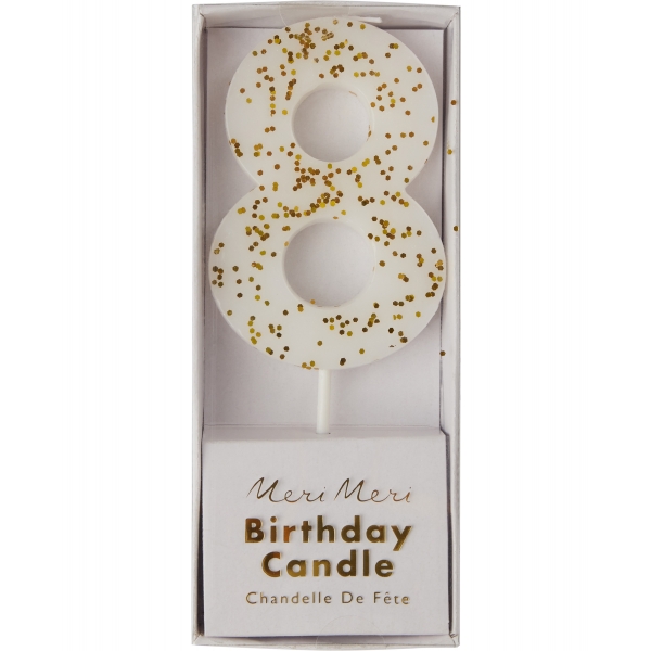 Bougie d'anniversaire chiffre 8 Blanc