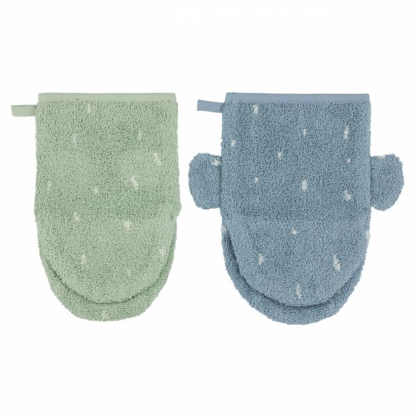 Lot de 2 gants de toilette Mr. Polar Bear - Mrs. Elephant