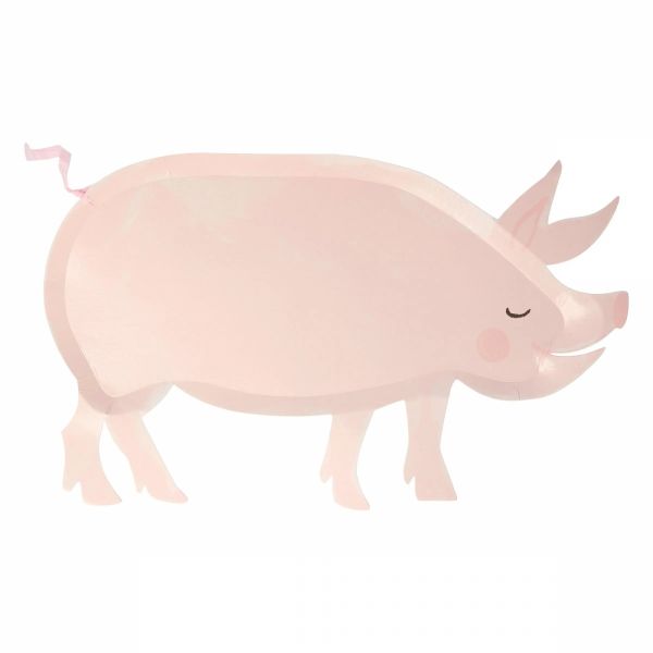 Lot de 12 assiettes découpées cochon À la Ferme