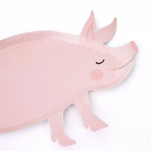Lot de 12 assiettes découpées cochon À la Ferme