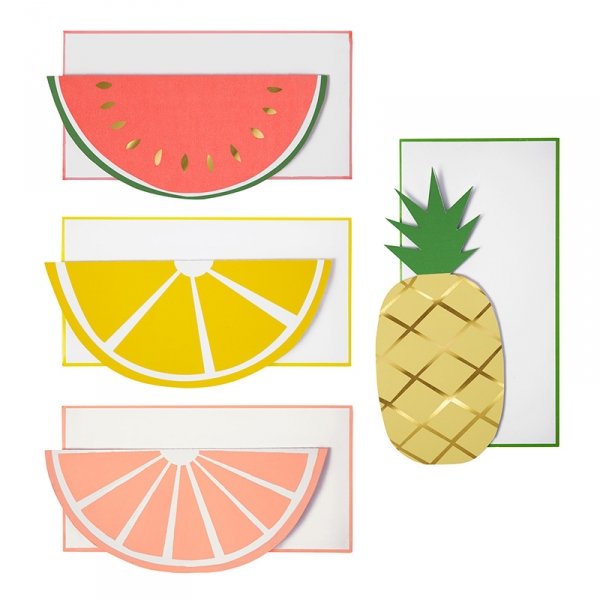 Lot de 12 cartes avec 4 designs Fruits