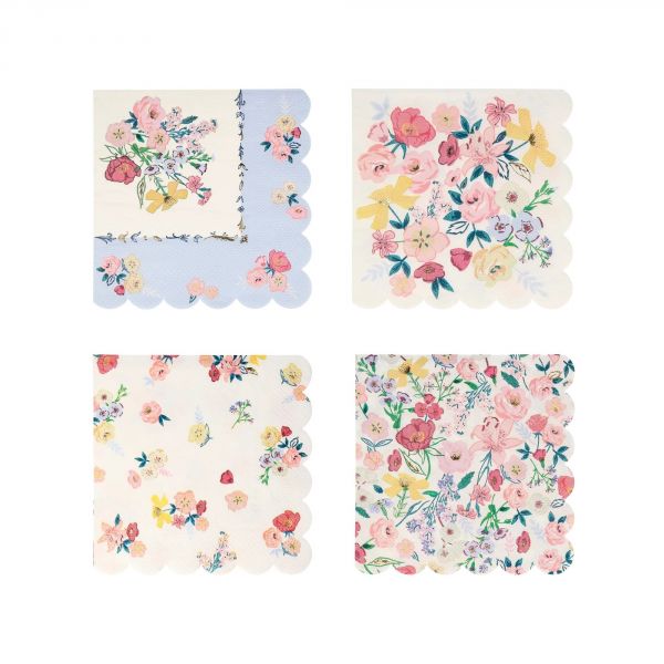 Lot de 16 grandes serviettes English Garden avec dorure