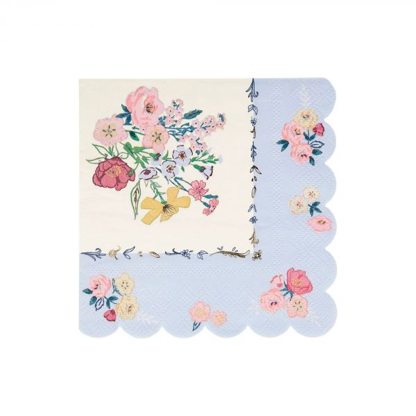 Lot de 16 grandes serviettes English Garden avec dorure