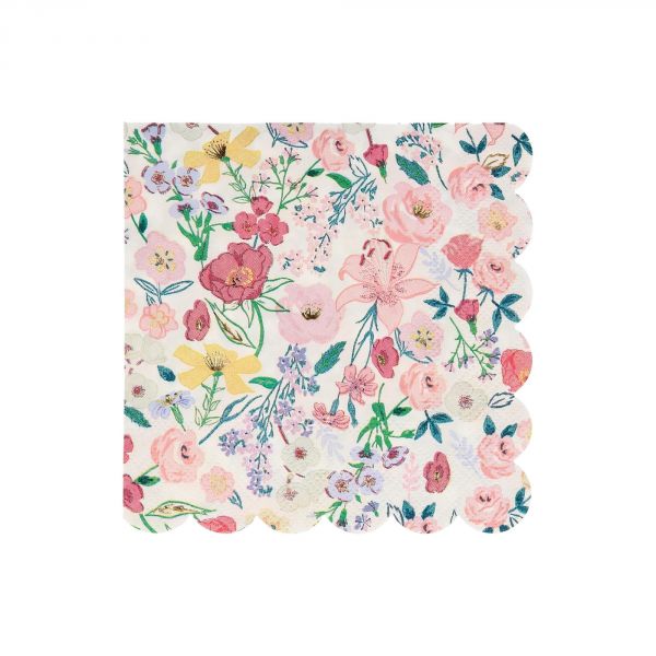 Lot de 16 grandes serviettes English Garden avec dorure