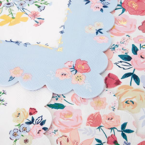 Lot de 16 grandes serviettes English Garden avec dorure