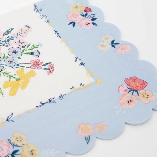 Lot de 16 grandes serviettes English Garden avec dorure