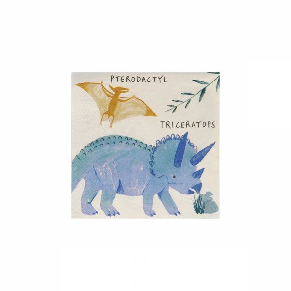 Lot de 16 petites serviettes Royaume des dinosaures