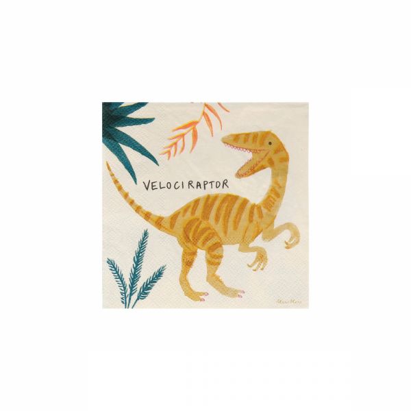 Lot de 16 petites serviettes Royaume des dinosaures