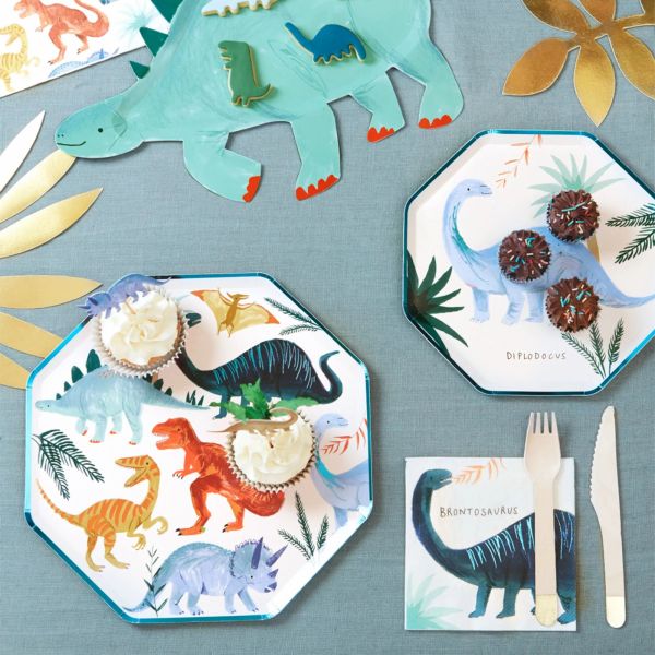 Lot de 16 petites serviettes Royaume des dinosaures