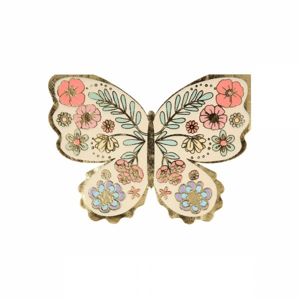 Lot de 16 serviettes Papillons avec dorure