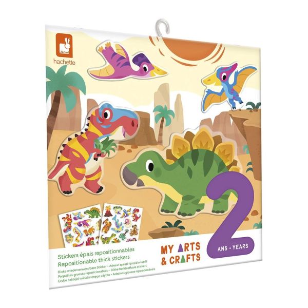 Pochette de stickers gommettes repositionnables Dinosaures