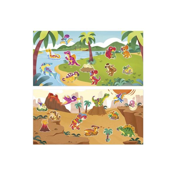 Pochette de stickers gommettes repositionnables Dinosaures