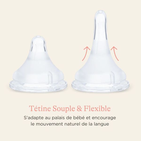 Lot de 2 Biberons et tétines 1m+ NaturalWave 160 ml