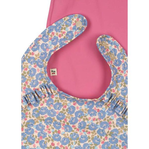 Lot de 2 bavoirs bébé Fleur rosier / Chateau rose