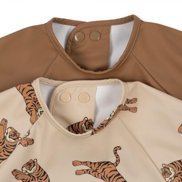 Lot de 2 bavoirs à manches longues - Tiger / Toasted Coconut - 18mois/3ans