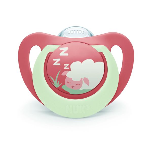 Lot de 2 sucettes nuit phosphorescentes First Choice 0-6 mois Lapin-Mouton