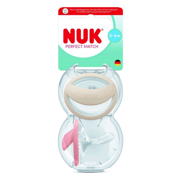 Lot de 2 sucettes Perfect Match 0-6 mois Beige / Rouge