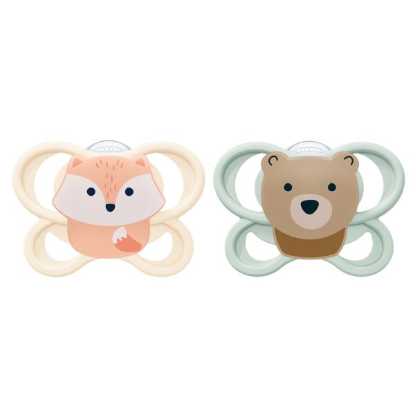 Lot de 2 sucettes Perfect Match Air 0-2 mois Renard / Ours
