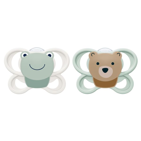 Lot de 2 sucettes Perfect Match Air 0-6 mois grenouille/ours