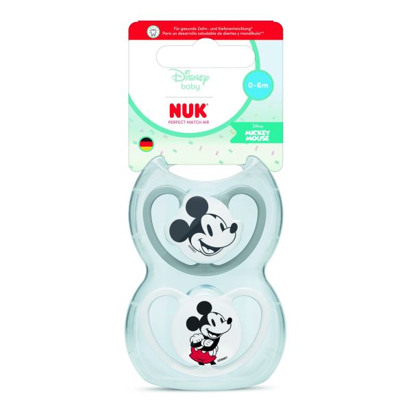 Lot de 2 sucettes Perfect Match Air 0-6 mois Mickey
