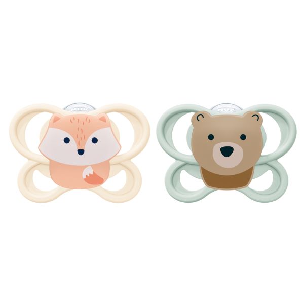 Lot de 2 sucettes Perfect Match Air 0-6 mois renard/ours
