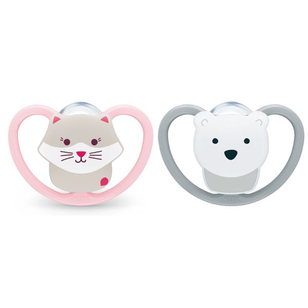 Lot de 2 sucettes Perfect Match Air 18-36 mois Chat/Ours Polaire