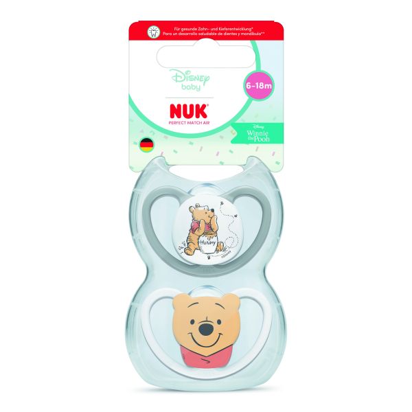 Lot de 2 sucettes Perfect Match Air 6-18 mois Winnie
