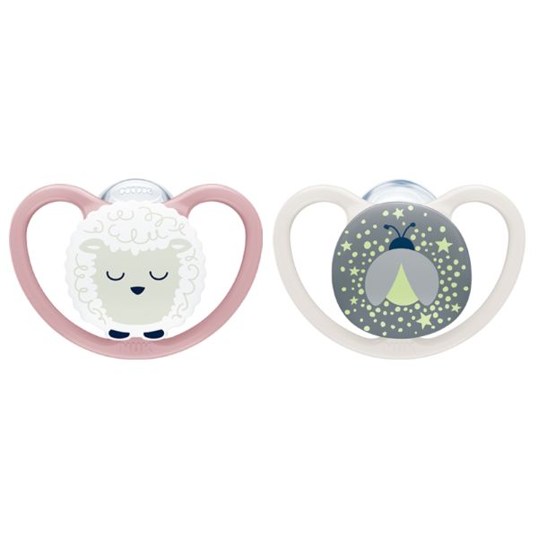 Lot de 2 sucettes Perfect Match Air Nuit 6-18 mois Mouton