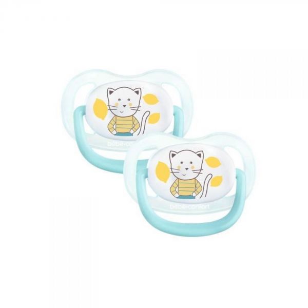 Lot de 2 sucettes physiologiques Air Confort 18-36 mois The gardener bleu et jaune