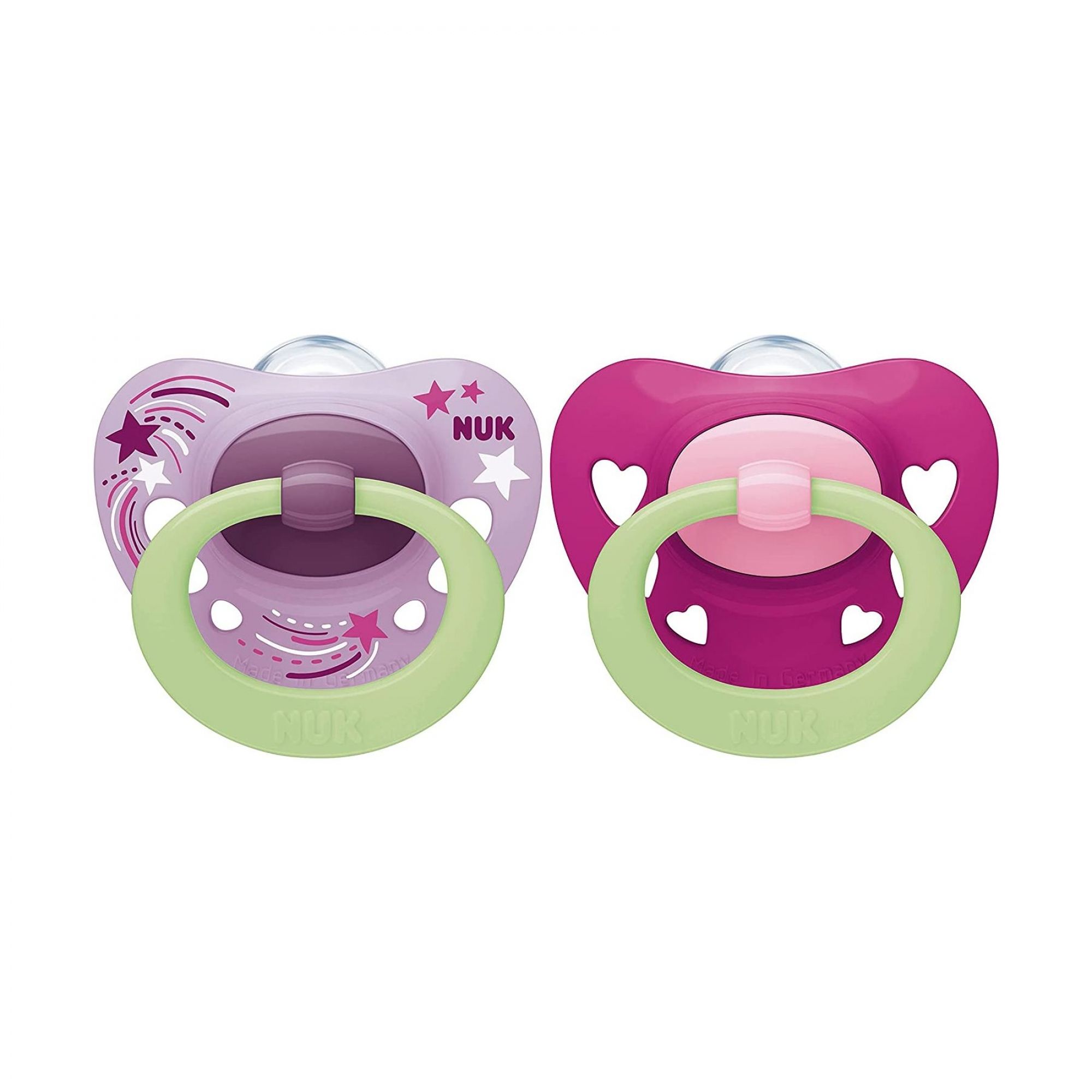 Nuk Lot De 2 Sucettes 6 18m Signature Nuit Fille Made In Bebe