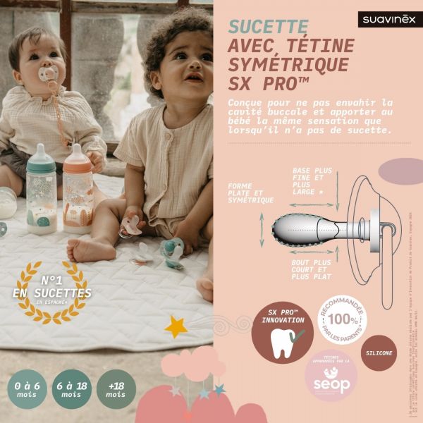 Lot de 2 sucettes symétrique SX pro 0-6 mois Dreams bleu