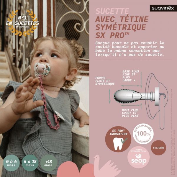 Lot de 2 sucettes symétrique SX pro 18 mois et plus Walk in the park Nude