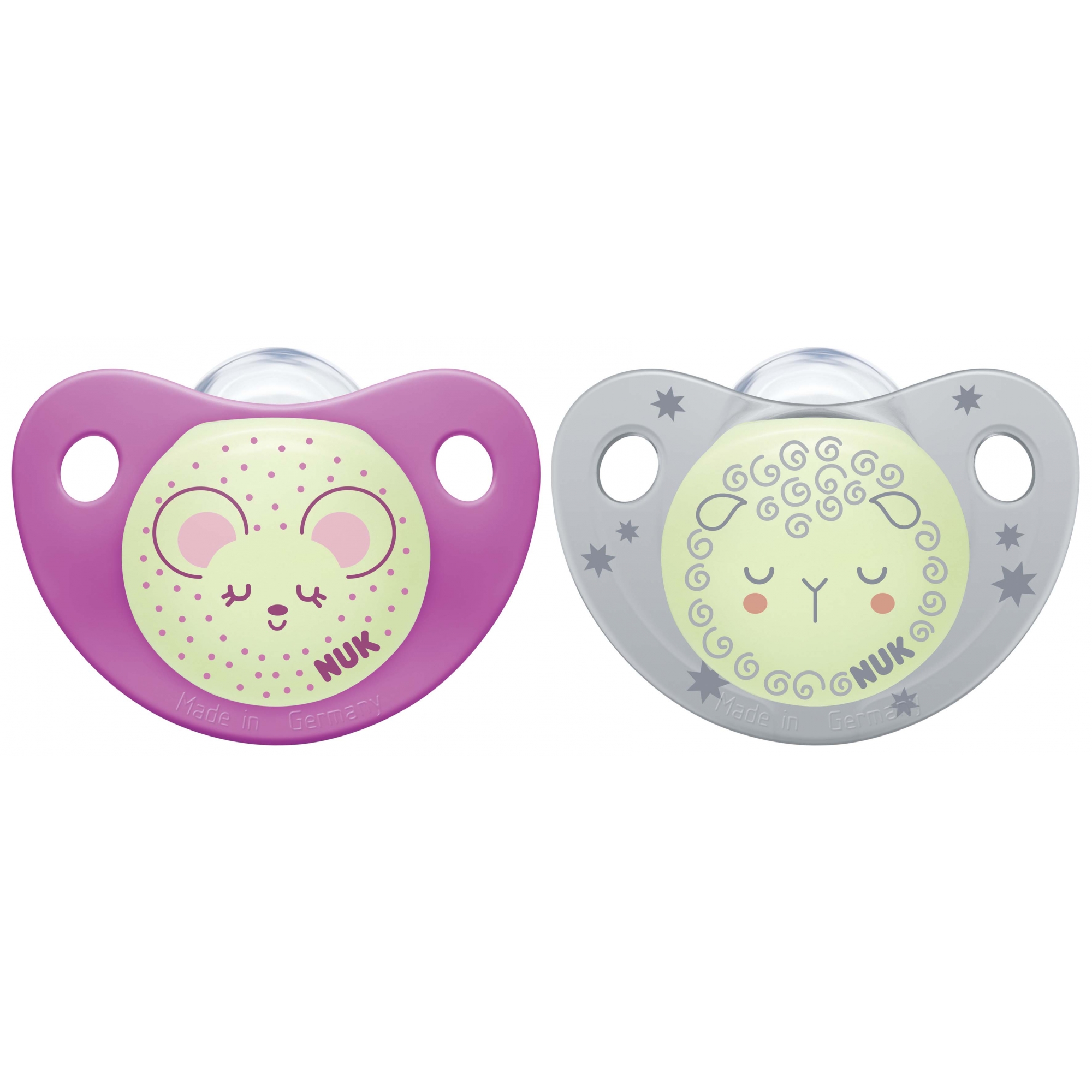 Nuk Lot De 2 Sucettes 6 18m Trendline Nuit Fille Made In Bebe