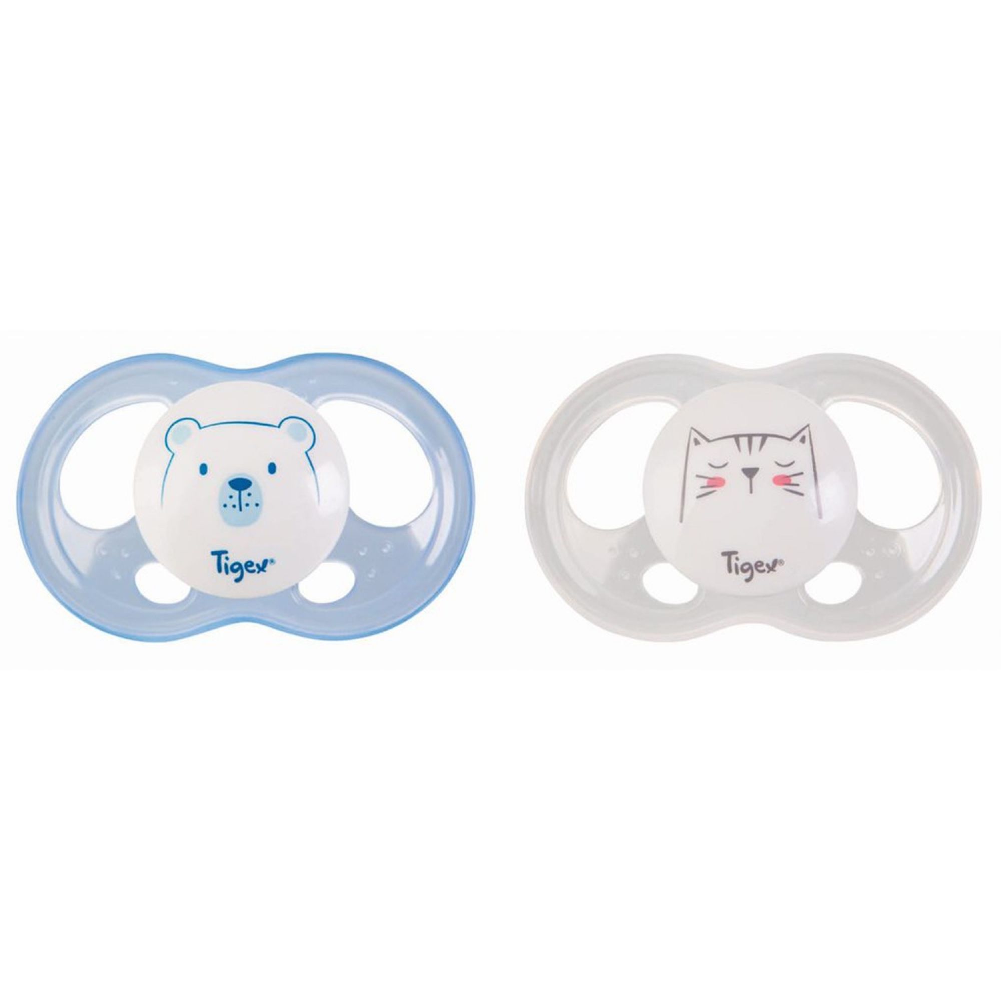 Lot de 2 sucettes Soft Touch 18m + Ourson et chat - Made in Bébé