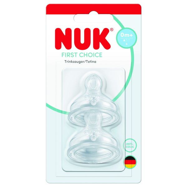 Lot de 2 tétines First Choice+ silicone 0m+ perçage S