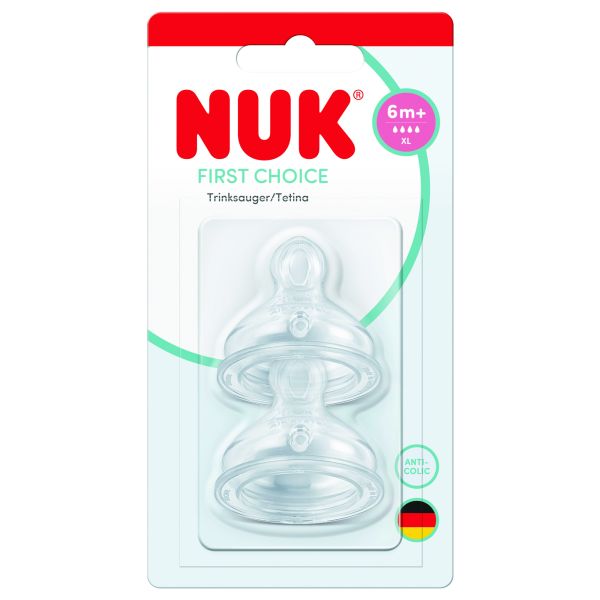 Lot de 2 tétines First Choice+ silicone 6m+ perçage XL