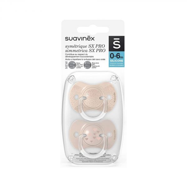 Lot de 2 sucettes symétriques SX Pro 0-6 mois Joy doré