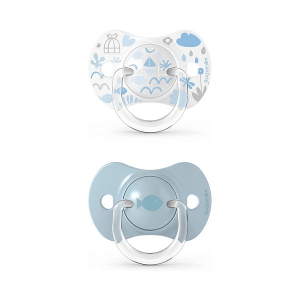 Lot de 2 sucettes symétriques SX Pro 0-6 mois Memories bleu