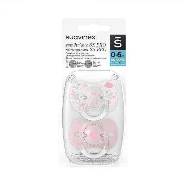 Lot de 2 sucettes symétriques SX Pro 0-6 mois Memories rose