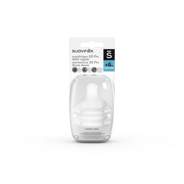 Lot de 2 tétines silicone symétriques SX Pro Débit Rapide